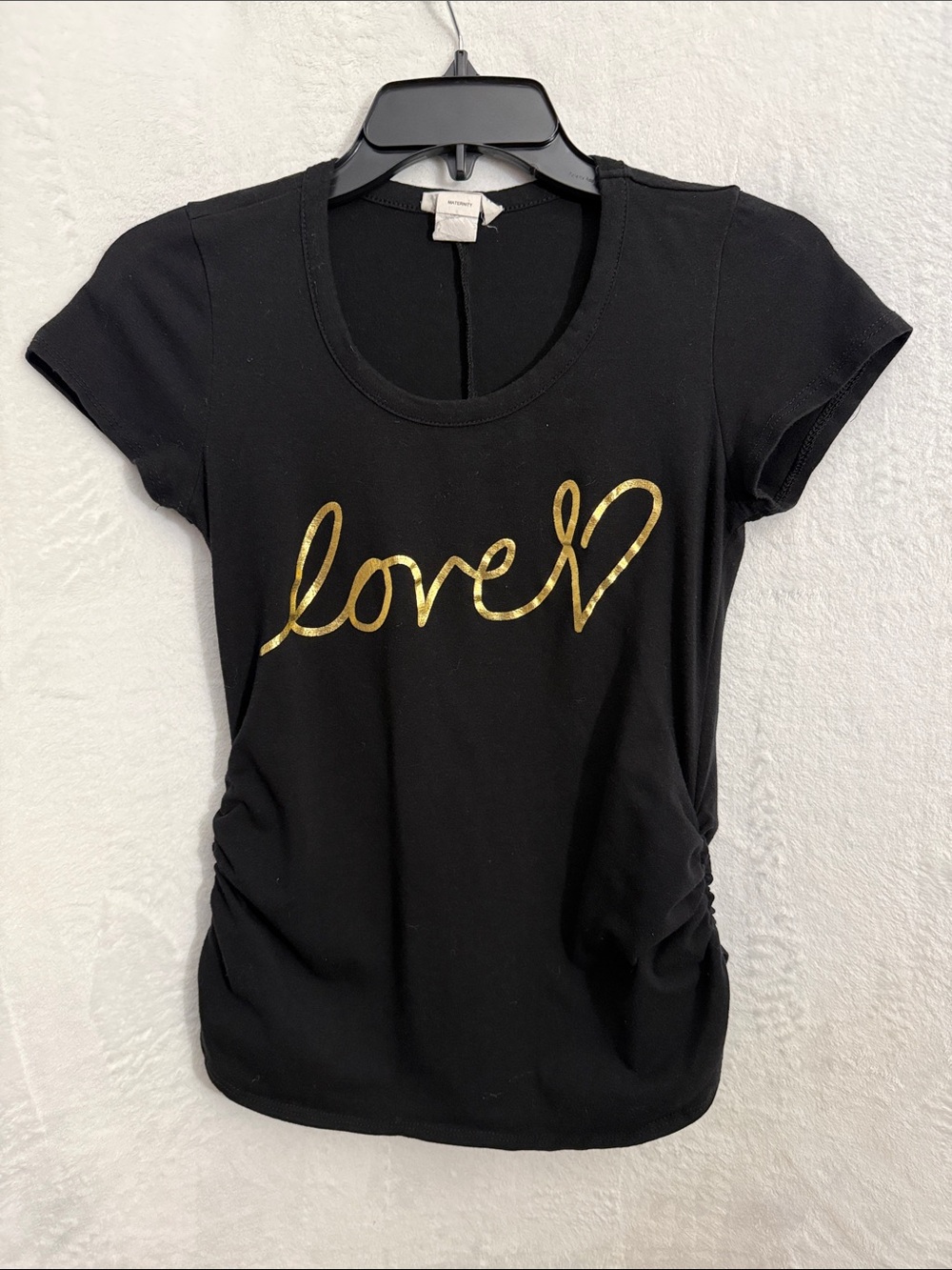 Black 'Love' Graphic Tee with Gold Script